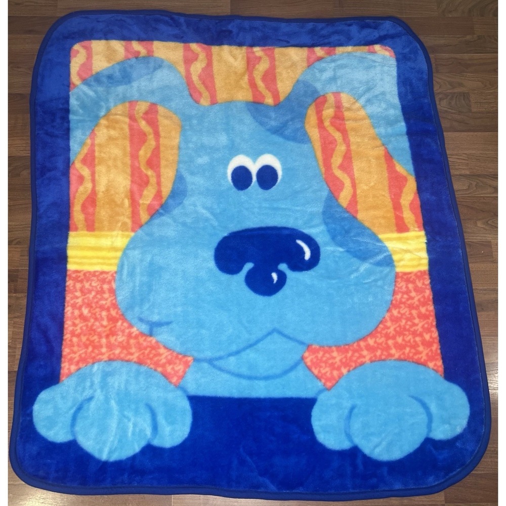 Vtg Blue's Clues Thick Luxury Plush Throw Blanket 2000 Viacom Y2K HTF 50x60 Kids